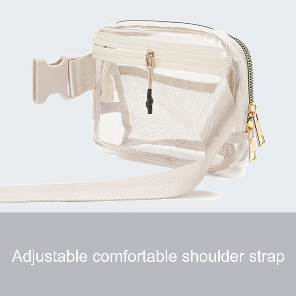 Clear Belt Bag Clear fanny pack stadium approved for Women Men with  Adjustable Strap Clear Crossbody Bag Waist Bag for Concerts Sports  Travelling Hiking Running (BEIGE)