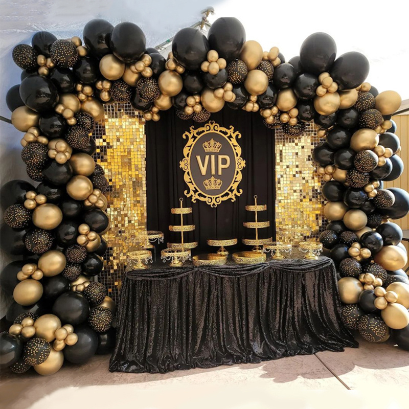 88pcs, Kit De Arco De Guirnalda De Globos Negros Dorados Con Confeti Dorado  De Metal Y Látex Feliz 30º, 40º, 50º Cumpleaños Para Adultos, Decoraciones