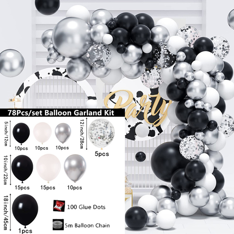Black Silvery Balloons Garland Kit Wedding Bridal Shower - Temu