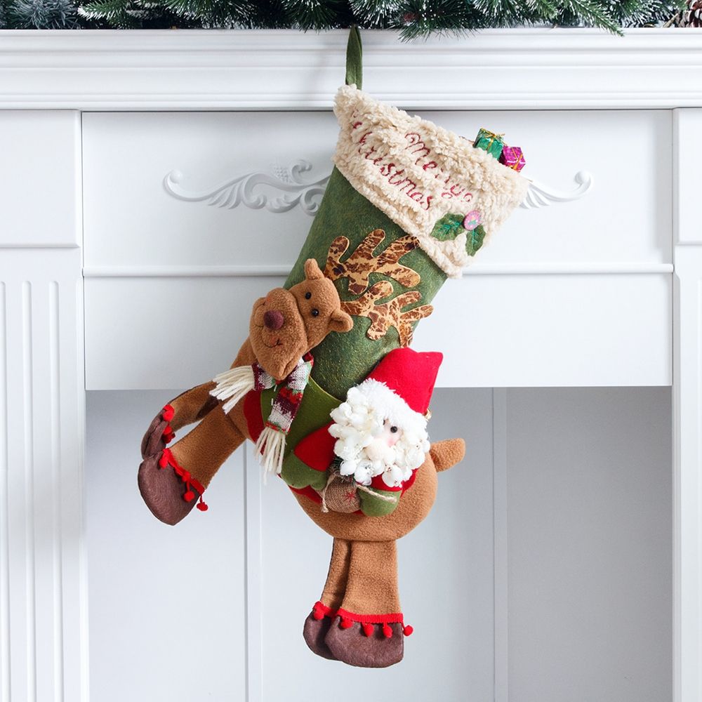 Christmas Stockings Socks Santa Elk Bear Snowman Plush Candy - Temu