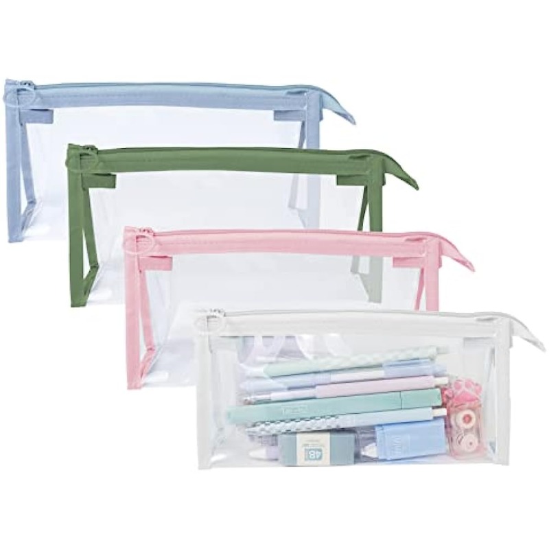 Clear Pencil Bag Exam Pencil Case Waterproof Zippered Bags Pouch Cosmetic  J7G9