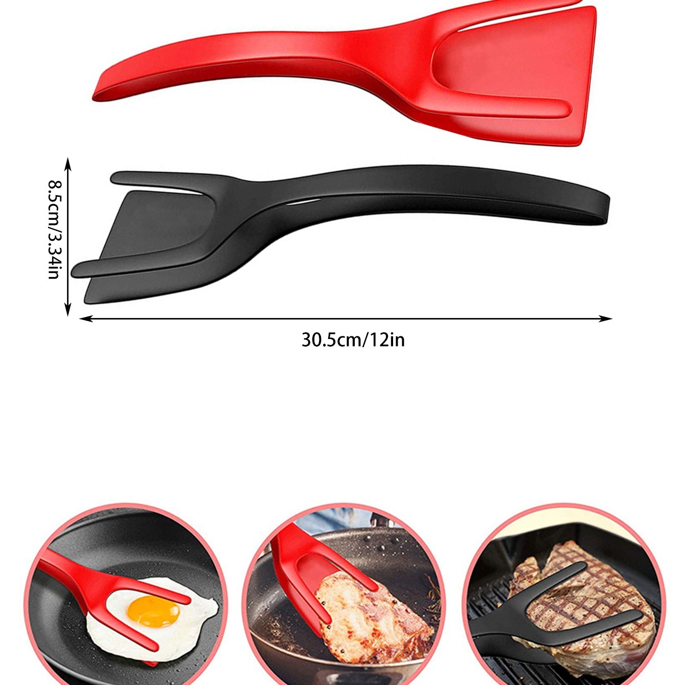 2 in 1 Non-Stick Fried Egg Spatula Pancake French Toast Omelet Flipper  Spatula Turner Bread Tongs Kitchen Utensils Cooking Tool