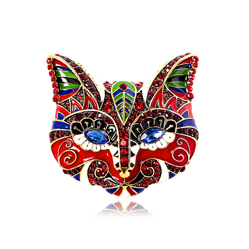 Vintage Cat Shape Brooch, Inlaid Crystal Accessory