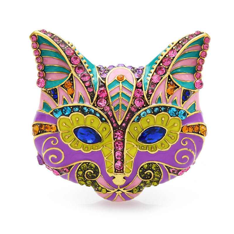 Vintage Cat Shape Brooch, Inlaid Crystal Accessory