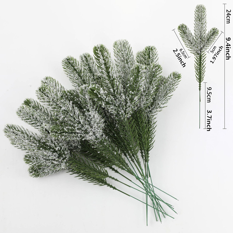 8/16/32pcs Artificial Pine Needles Branches, Christmas Fake Pine Picks  Twigs, Winter Sprays Greenery Stems For Christmas Tree DIY Garlands Wreaths  Cra