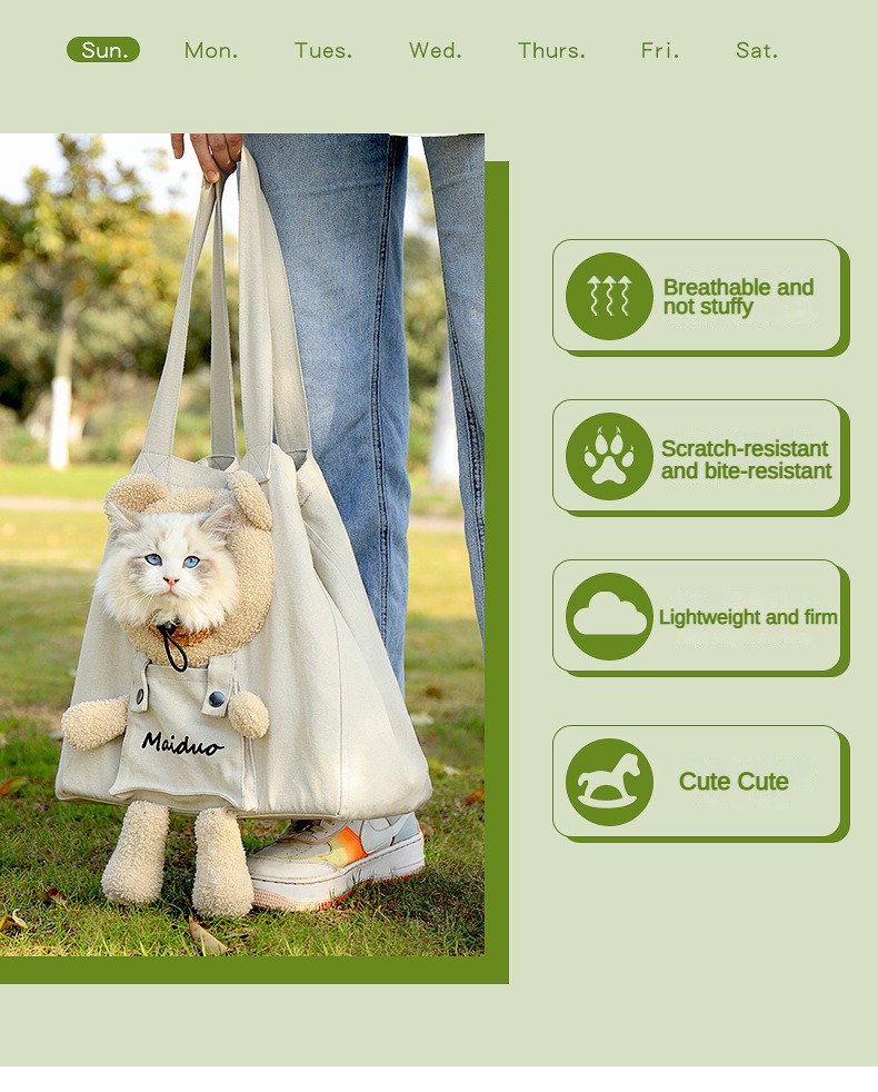 Pet Carrier Bag,cute Animal Shape Pet Canvas Shoulder Bag Cat Carrier,portable  Travel Handbag Bag For Small Dogs & Cats