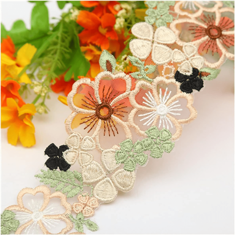 Pearl Trimmings 3D Flowers Handmade Lace Bead Trim Ribbon Lace
