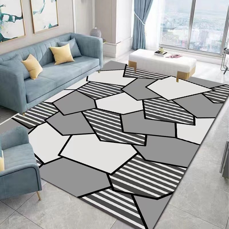 1pc Geometric Pattern Anti-slip Kitchen Rug, Modern Polyester Kitchen Mat  For Kitchen