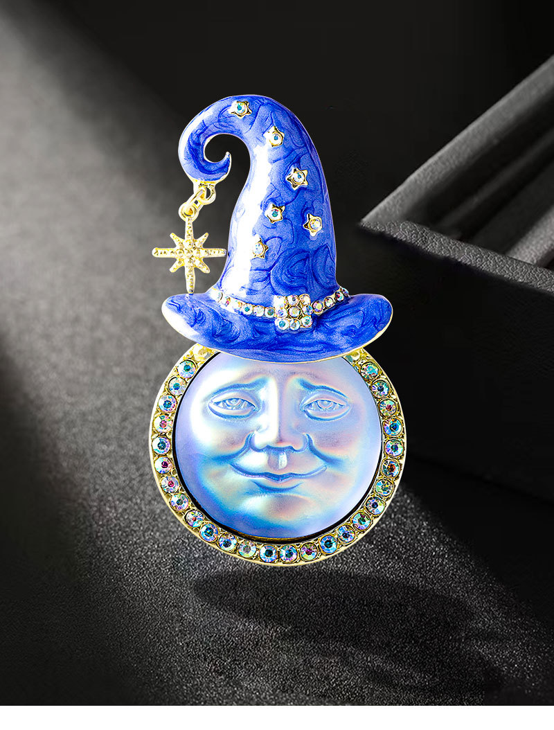 yorqin oy sehrgar shlyapa emal brosh pin chiroyli kulgili brosh klip yelka pin belgilari kiyim sumka ryukzak kurtka jozibador partiy sovgʻa tafsilotlari 1