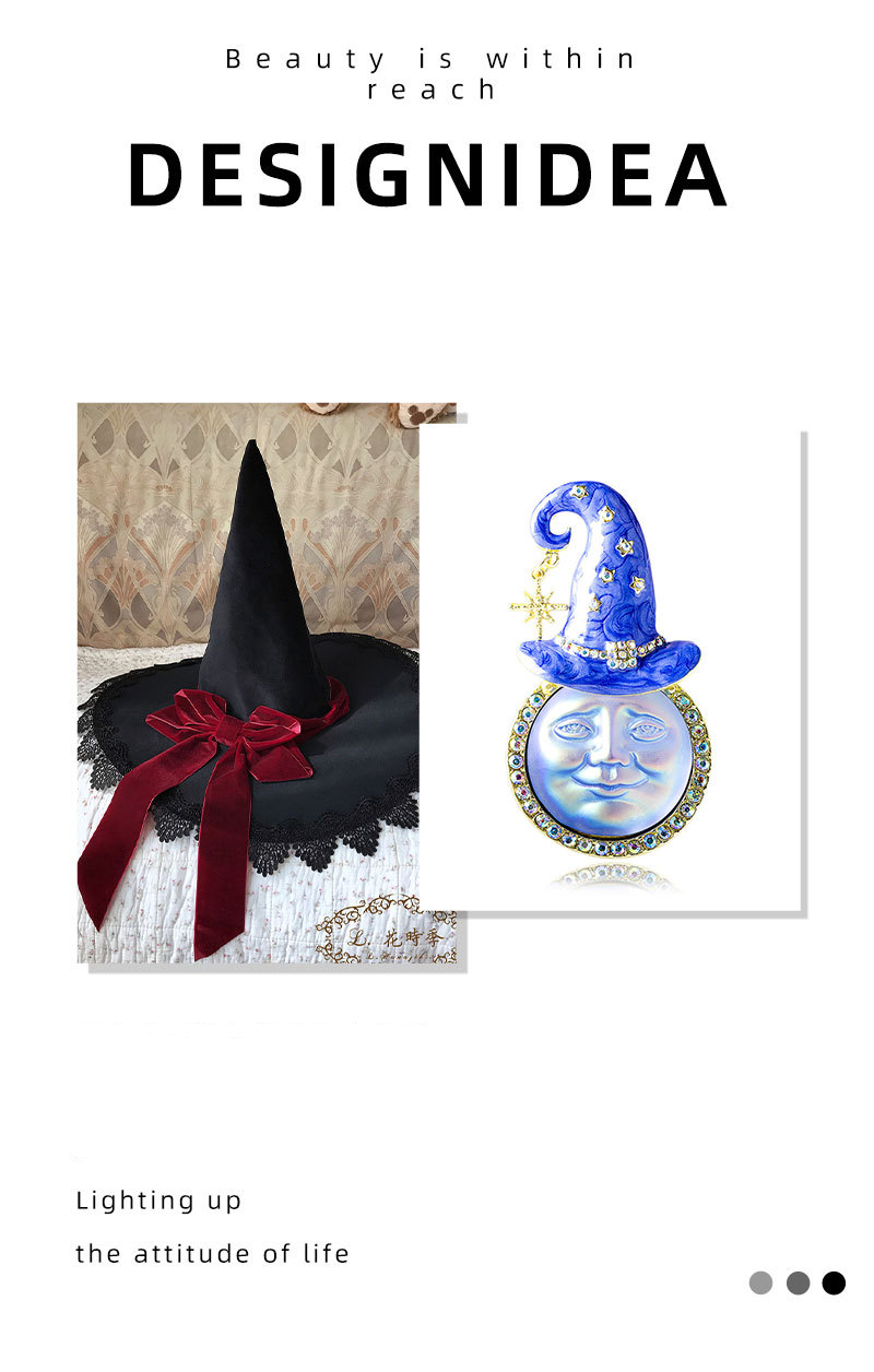 yorqin oy sehrgar shlyapa emal brosh pin qiziqarli kulgili brosh klip lapel pin belbog' chizig'i kiyim sumka ryukzak kurtka jozibador partiy sovg'a tafsilotlari 2