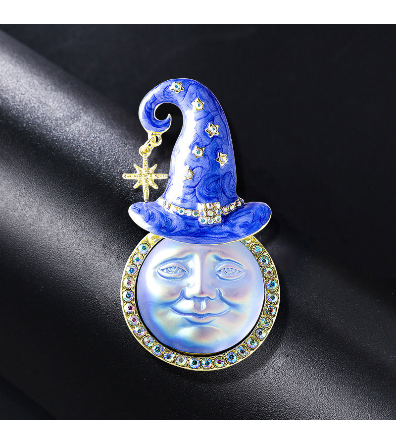 yorqin oy sehrgar shlyapa emal brosh pin qiziqarli kulgili brosh klip yelka pin belgilari kiyim sumka ryukzak kurtka jozibador partiy sovgʻa tafsilotlari 3