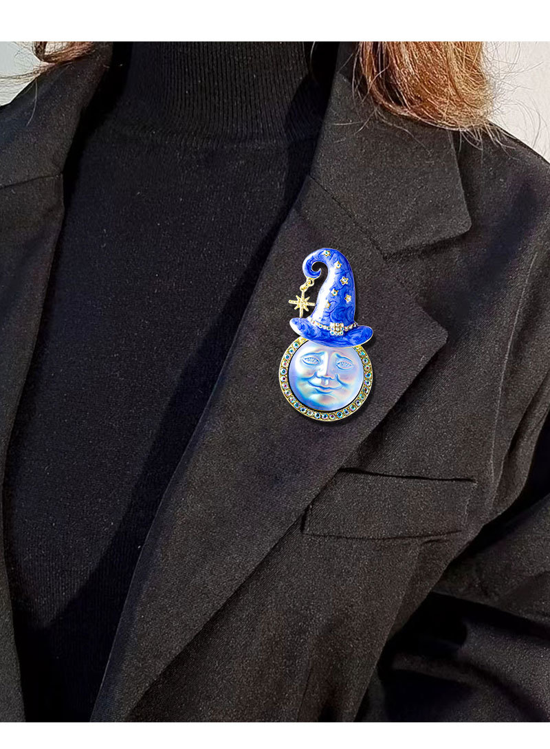 yaltirayotgan oy sehrgar shlyapa emal broshli pin qiziqarli kulgili broshli klip lapel pin belbog‘chasi belgi kiyim sumka ryukzak kurtka jozibador partiy sovg‘a tafsilotlari 6
