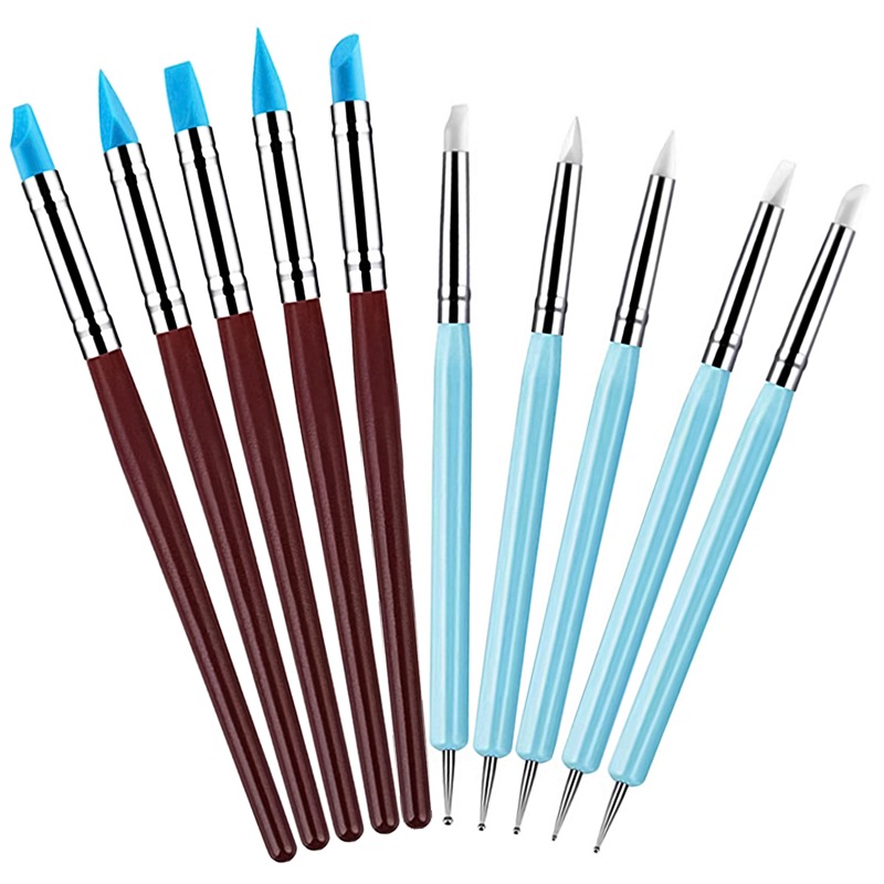 5/6/10PCS Silicone Clay Sculpting Tool For Brush Modeling Dotting Nail Art  Pottery Clay Tools