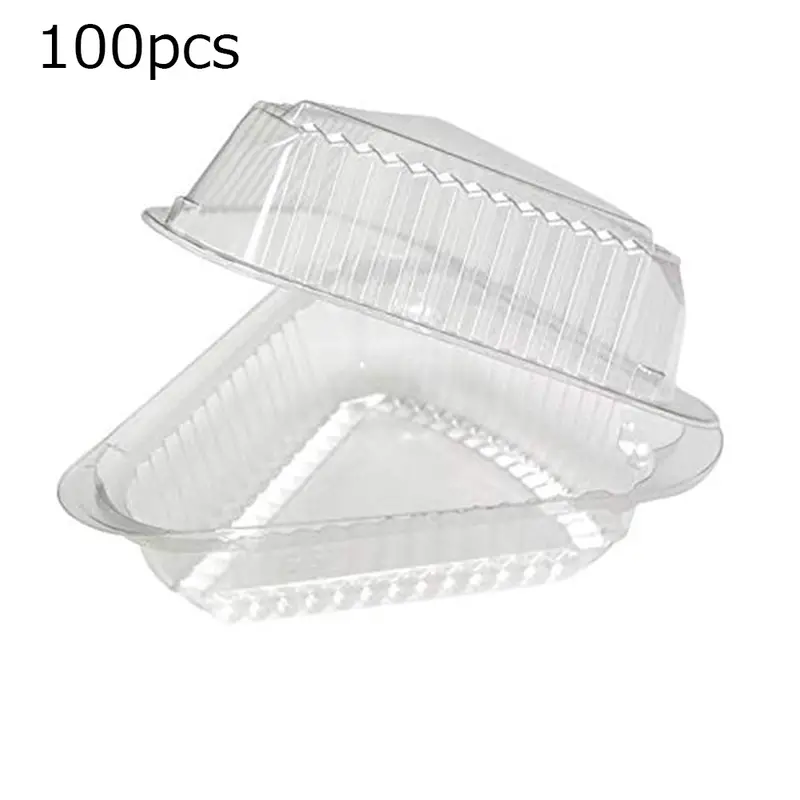 100PCS, Disposable Food Storage Box, Triangles Plastic Food Box For Pie,  Sandwich, Cake, Snack Pastry Transparent Container, Dessert Storage Box,  Wedd
