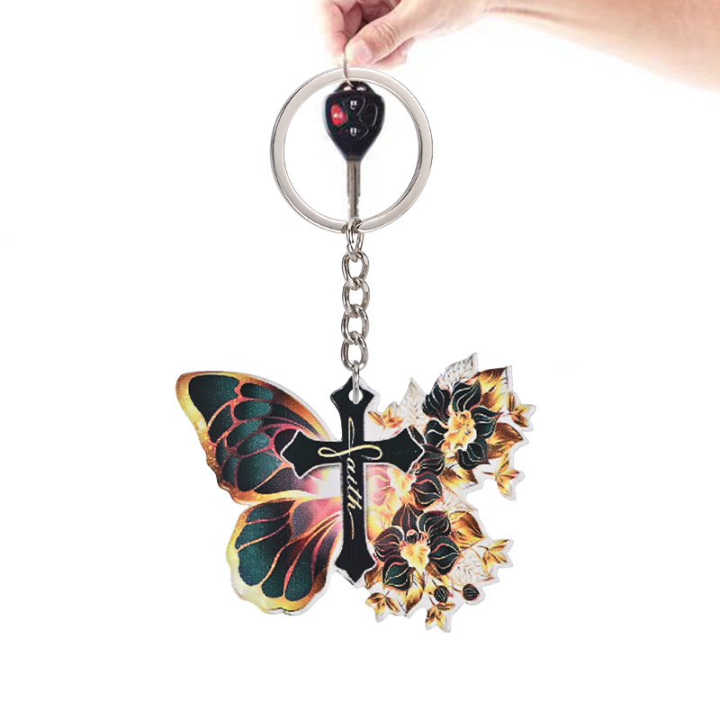 1pc Windspiel Blume Schmetterling Kreuz Acryl Schlüsselanhänger, Hängende  Ornament Zubehör Dekoration Für Männer - Temu Austria