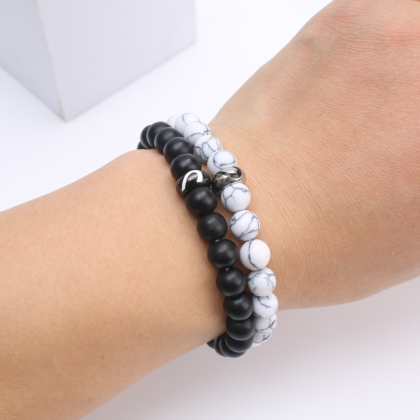 Bracelet Perles Pierres Givrées Noires Pour - Temu Belgium