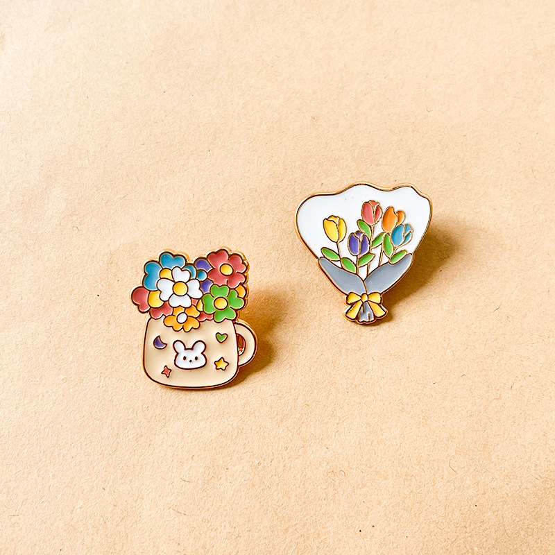 Cute Colorful Bouquet Flower Brooch Creative Pin For Girls - Temu