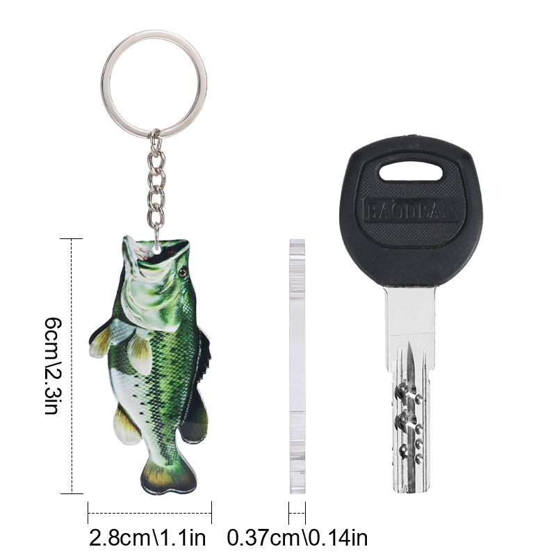 Temu 1pc Bass Acrylic Mini Keychain Pendant for Who Love Fishing, Christmas Tree Decoration, Key Chain Accessories for Backpack, Couple Gift Holiday