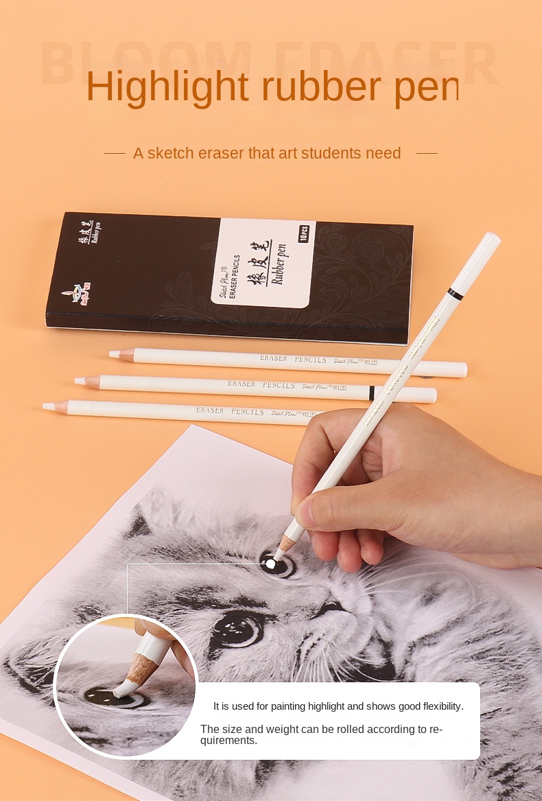 High Gloss Eraser Soft Erasable Pen Fine Arts Student Pencil