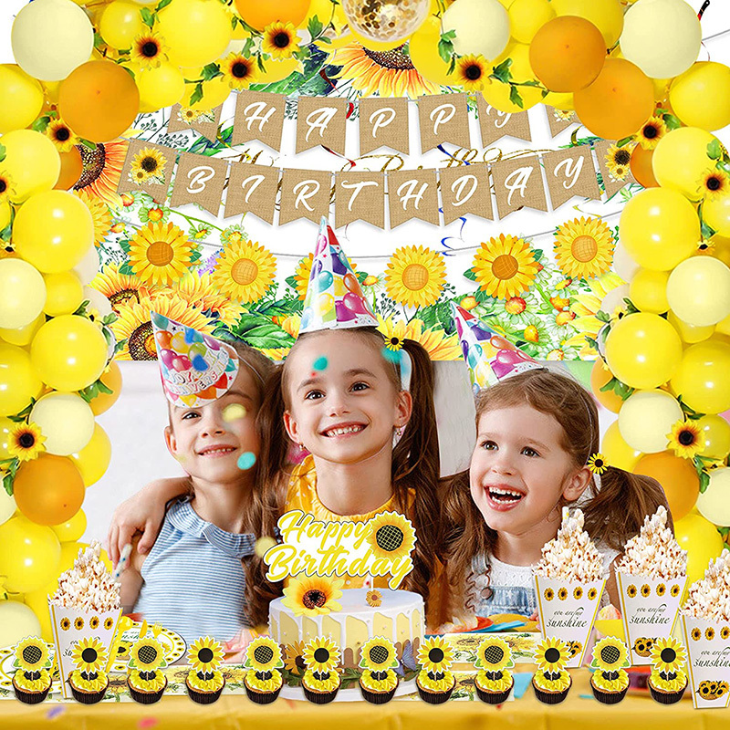 Happy Birthday Luxury Party Decorations, Sunflower Garlands