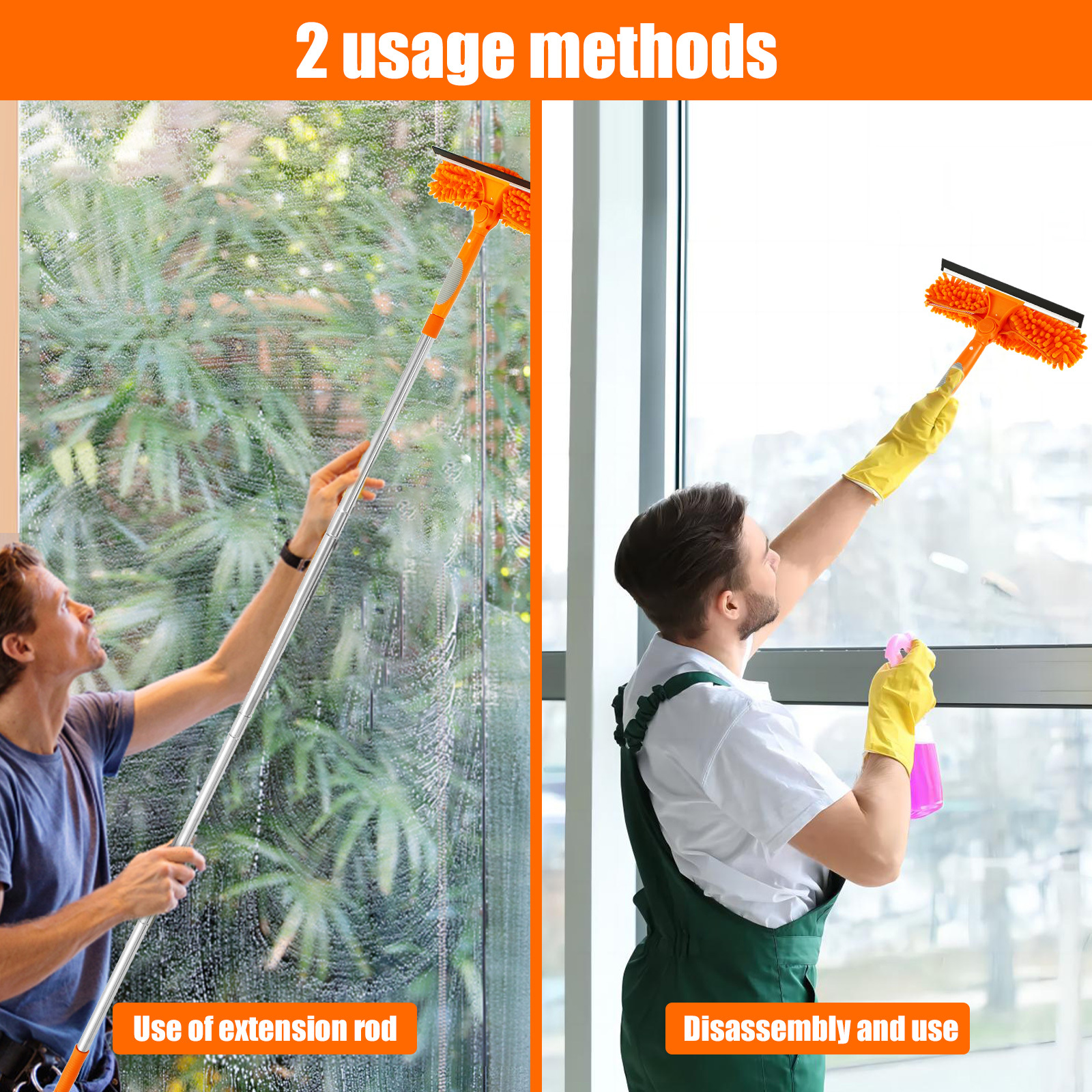  2 in 1 Window Cleaner Shower Squeegee with 12 Durable