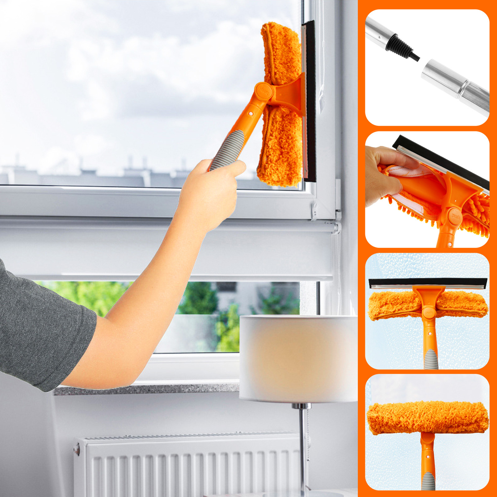 Shower Squeegee Window Scraper Cleaner With Long Handle For