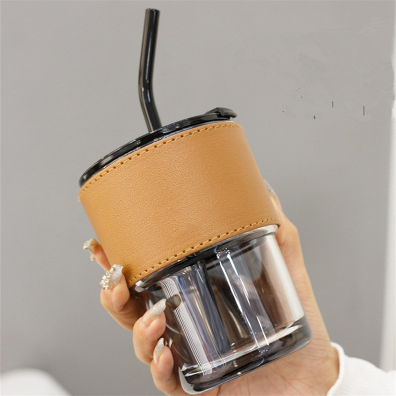 1PC bamboo cup Glass straw cup Portable coffee cup high appearance