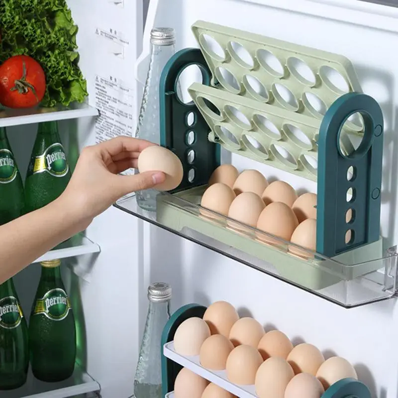 Green Creative Flip Egg Storage Rack, Refrigerator Egg Holder For Freezer, Egg  Storage Container Organizer, Transparent Plastic Storage Container - Temu