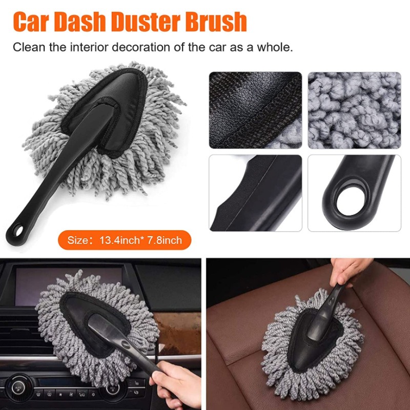 2pcs Car Dust Cleaner, Car Soft Brush Cleaning Brush, Mini Bristle Removal  Brush, Nanofiber Car Cleaning Brush Dusting Tool, Car Interior Accessories
