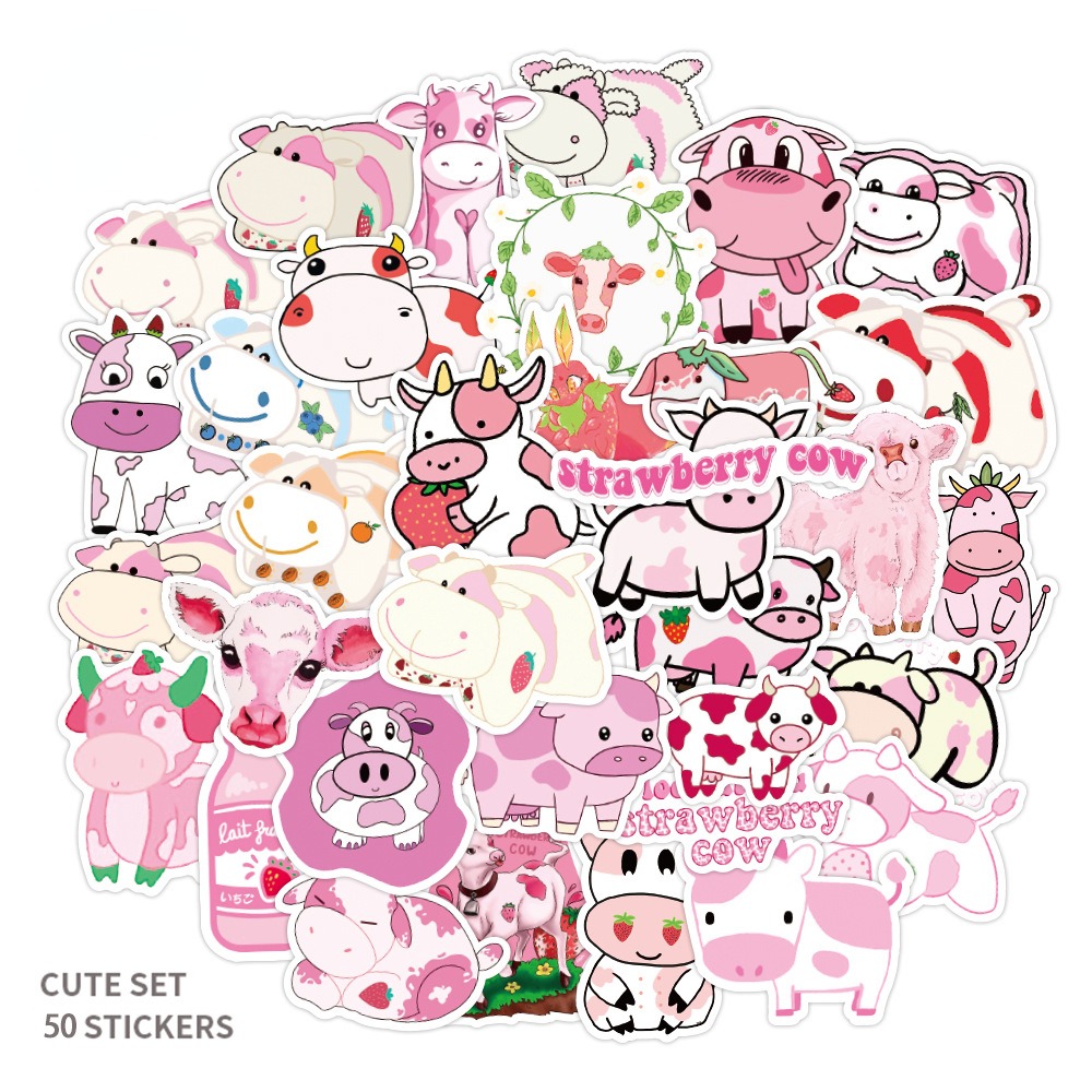 Strawberry Cow Sticker Set