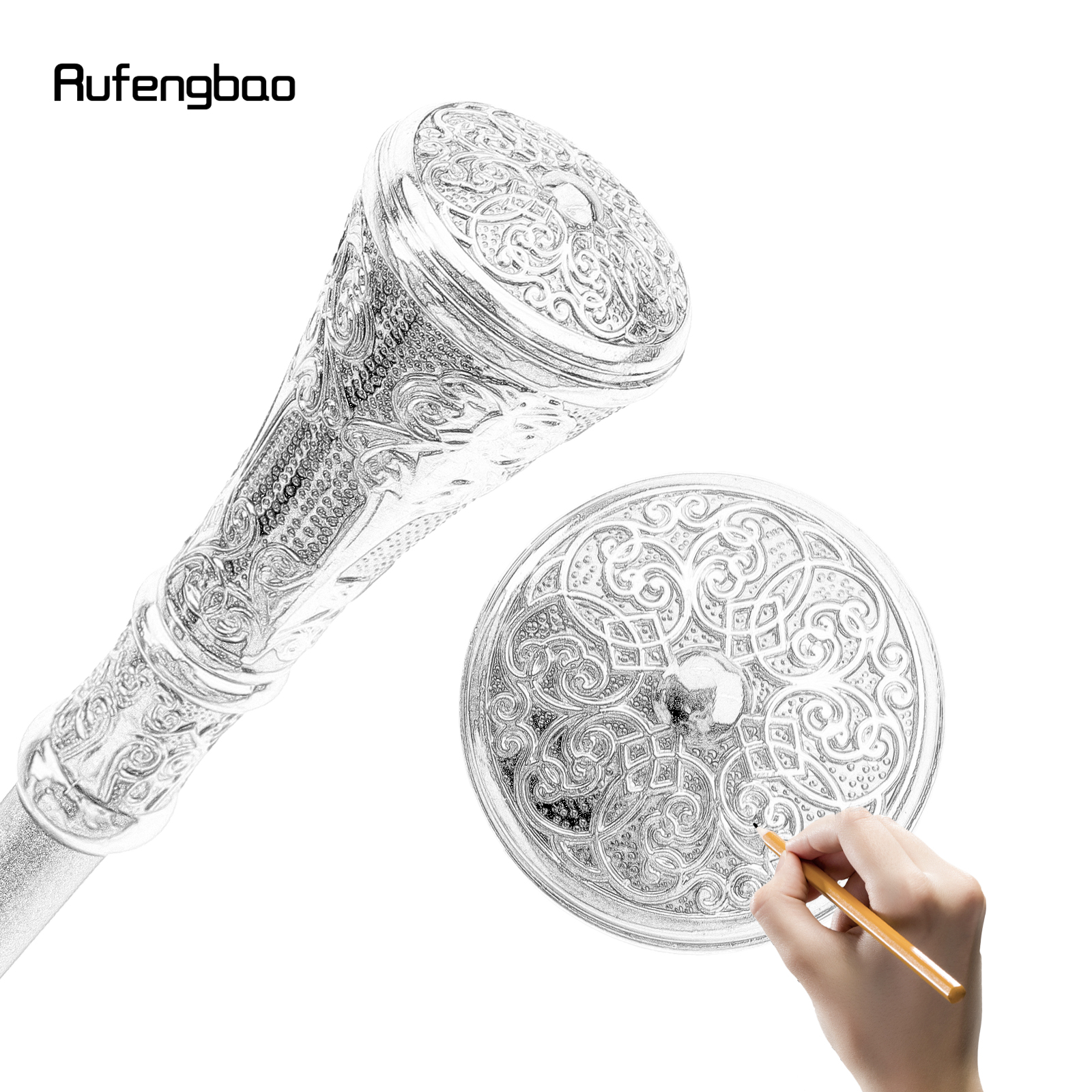 Golden Black Luxury Flower Round Handle Trendy Walking Stick - Temu