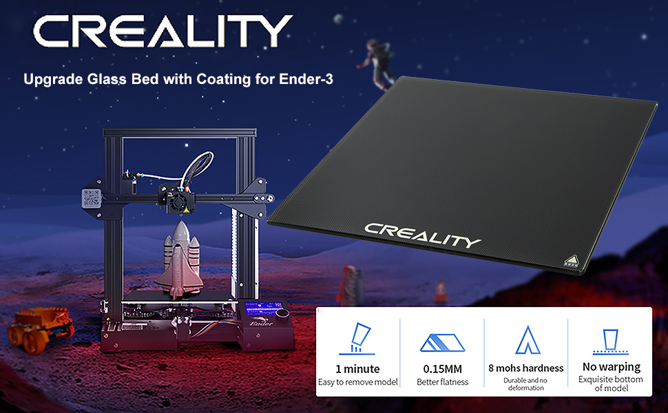 Creality Ender 3 Lit en verre, Ender 3 Pro Upgrades, plaque de