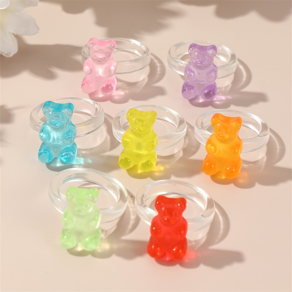 160Pcs Transparent Gummy Bear Beads Mixed Iridescent AB Candy Bear Charm  Beads Resin Animal Beads For Jewelry Making DIY Crafting