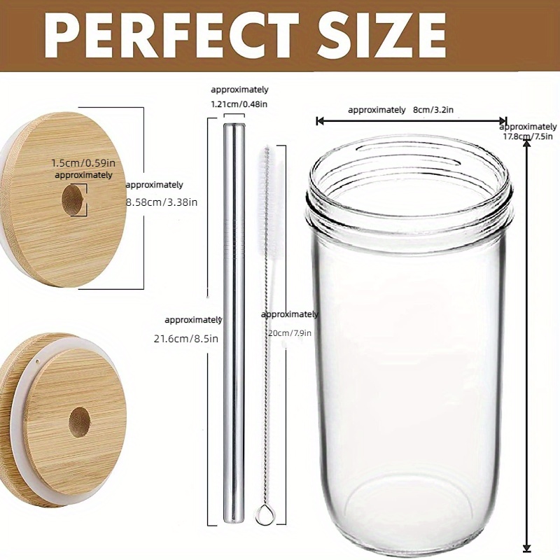 Silicone Straws with Stoppers | 7.9/20cm Length | 12oz & 16oz Jars | 8 Pack