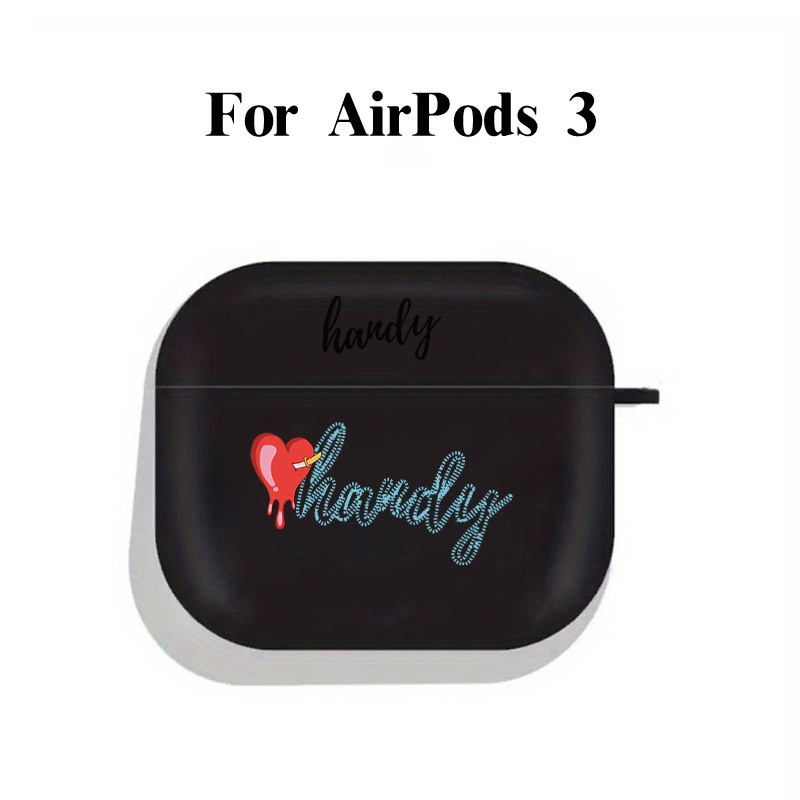 1pc Black Soft Protective Airpods Case With Colored Heart Pattern