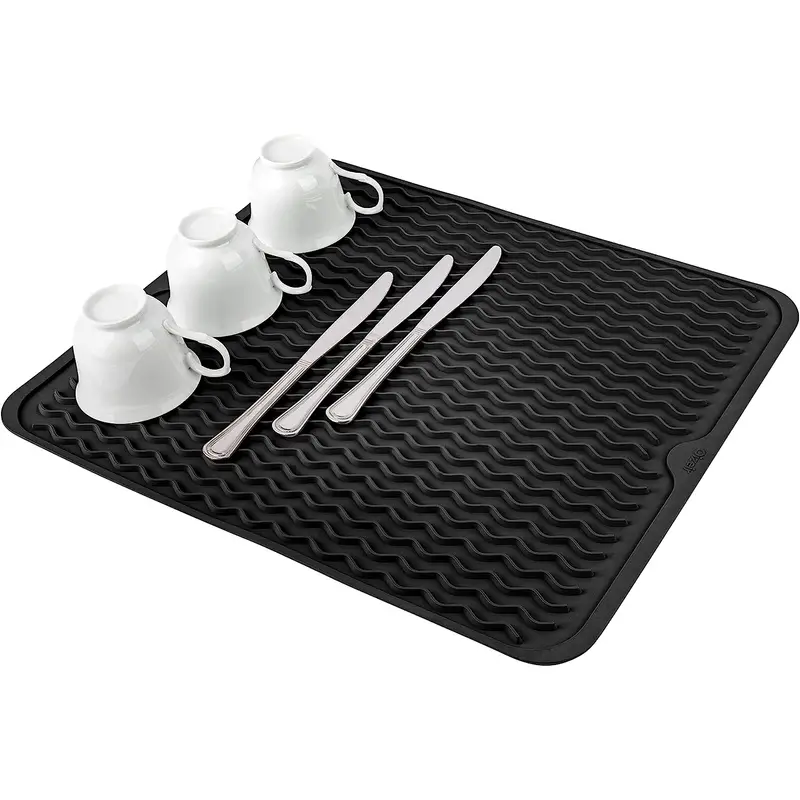 Silicone Dish Drying Mat Multiple Usage Anti-slip Soft Silicone Coaster  With Water Collector Heat-resistant Square Table Placemat Kitchen - Temu