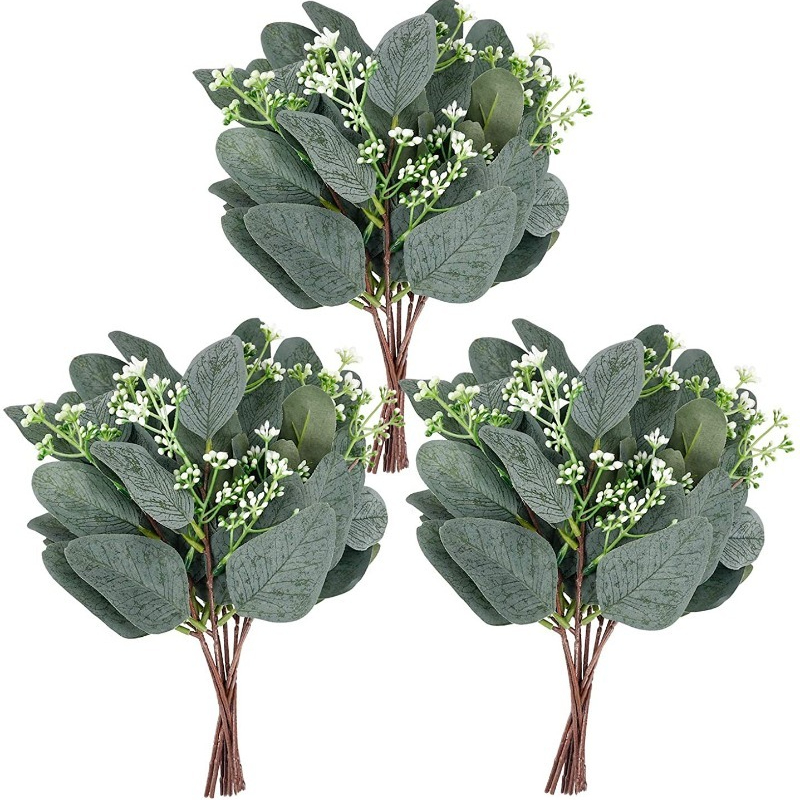 Artificial Eucalyptus Leaves Stems Artificial Greenery Stems - Temu