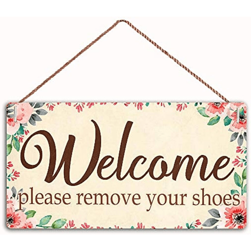 Craf'u Bienvenue Veuillez Retirer Vos Chaussures Plaque de Porte en Bois  Panneau à Suspendre (Petit 9,5 x 19 cm) : : Cuisine et Maison
