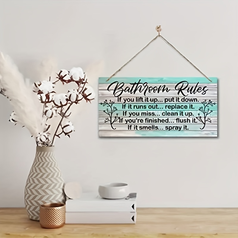 Wooden Board Farmhouse Bathroom Decor Wall Art Bathroom Sign - Temu