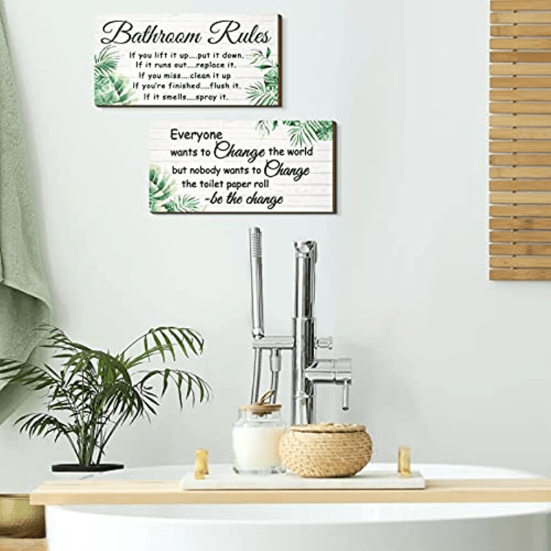 Wooden Board Farmhouse Bathroom Decor Wall Art Bathroom Sign - Temu