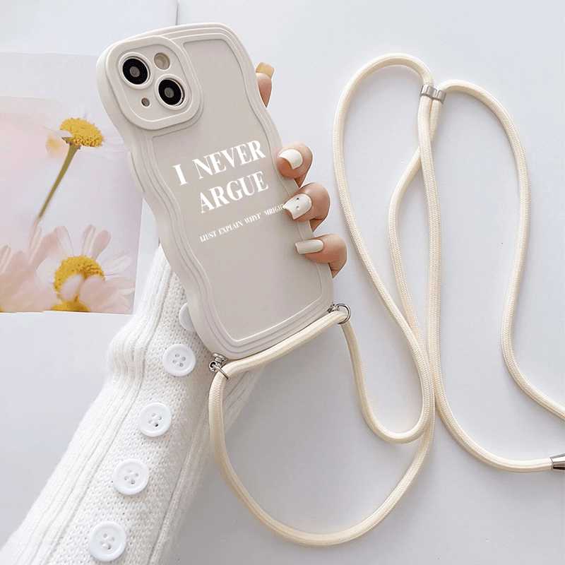 Phone Case With Lanyard Black English Graphic Phone Case For Iphone 11 14  13 12 Pro Max Xr Xs X 7 8 6 Plus Mini 2022 Se Clw Gift Luxury Anti-slip  Anti-fingerprint