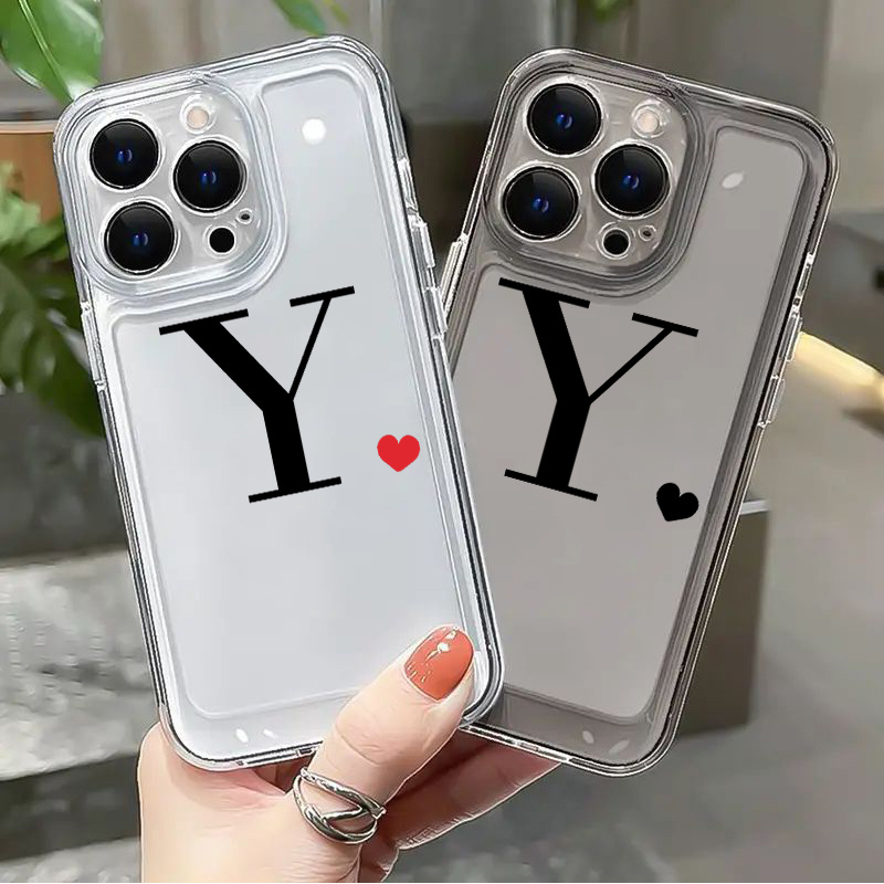 Heart & Letter Y Graphic Silicone Phone Case For Iphone 11 14 13