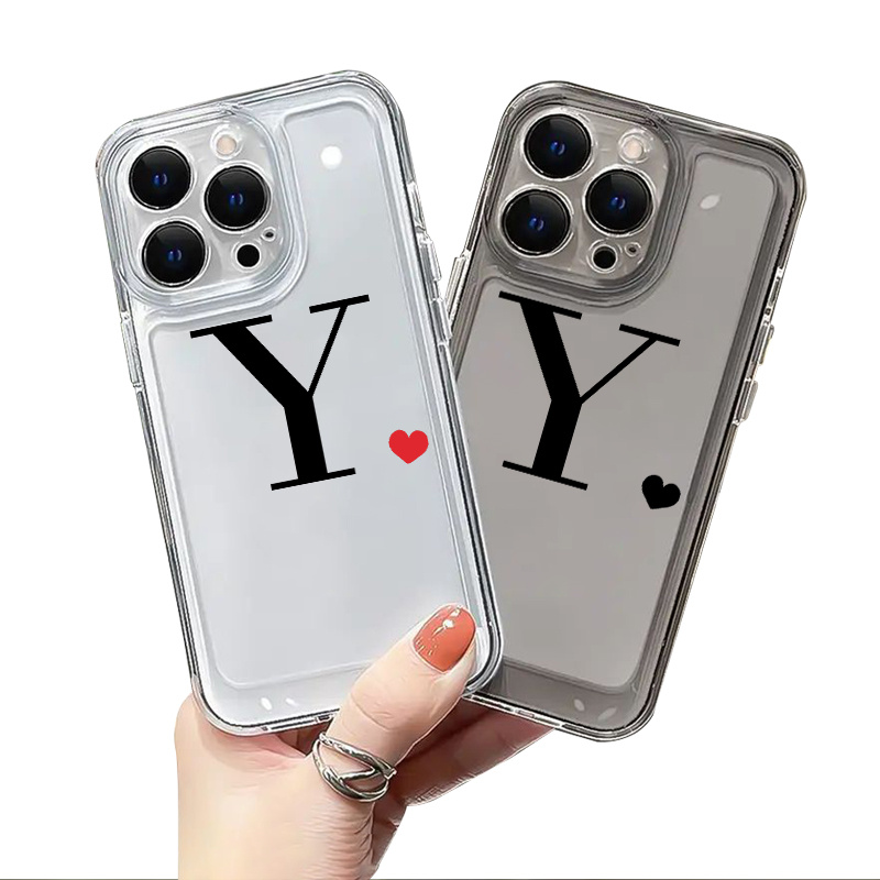Heart & Letter Y Graphic Silicone Phone Case For Iphone 11 14 13