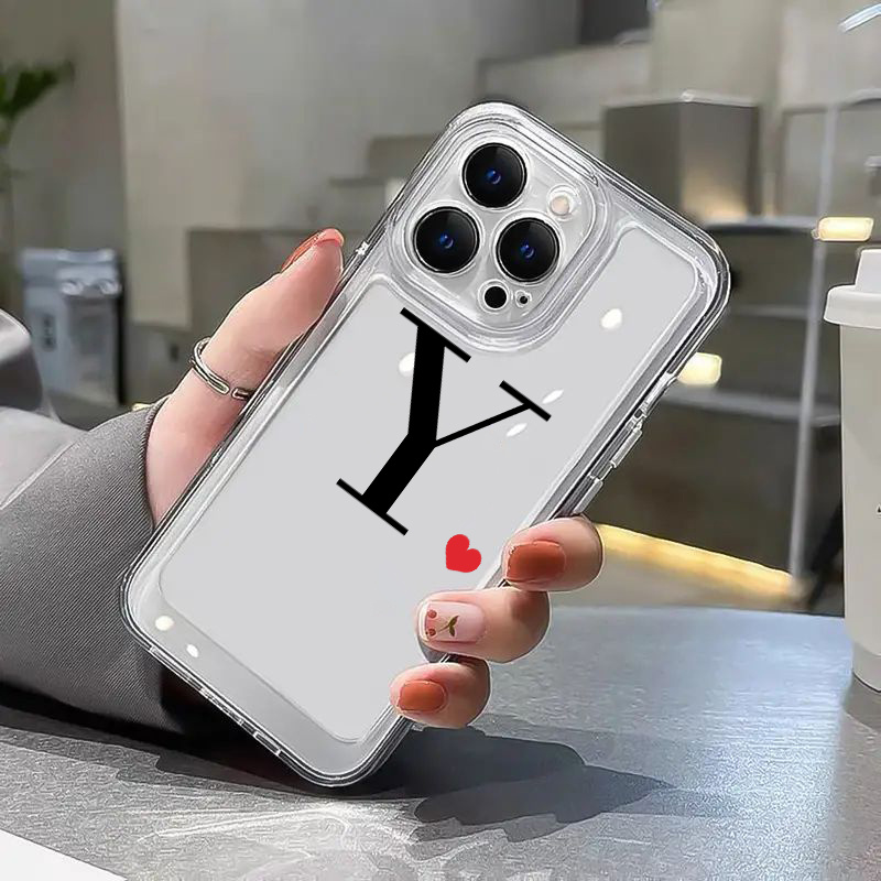 Heart & Letter Y Graphic Silicone Phone Case For Iphone 11 14 13