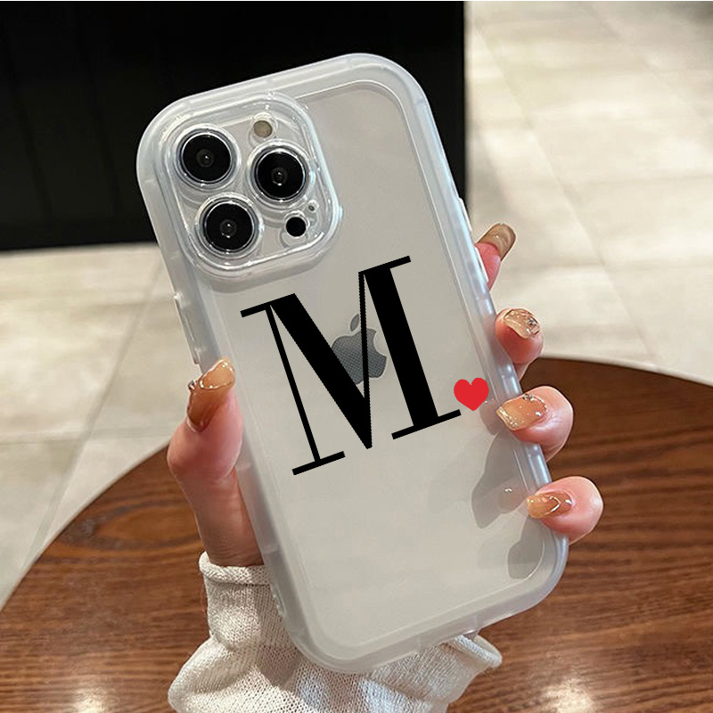 Heart & Letter X Graphic Silicone Phone Case For Iphone 11 14 13