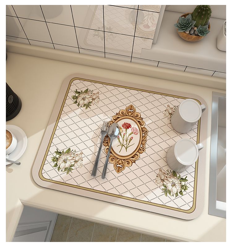 Tappetino drenante da cucina tappetino assorbente per asciugare i piatti  tovaglietta stoviglie tappetini drenanti tovaglietta con motivo floreale  accessori da cucina - AliExpress