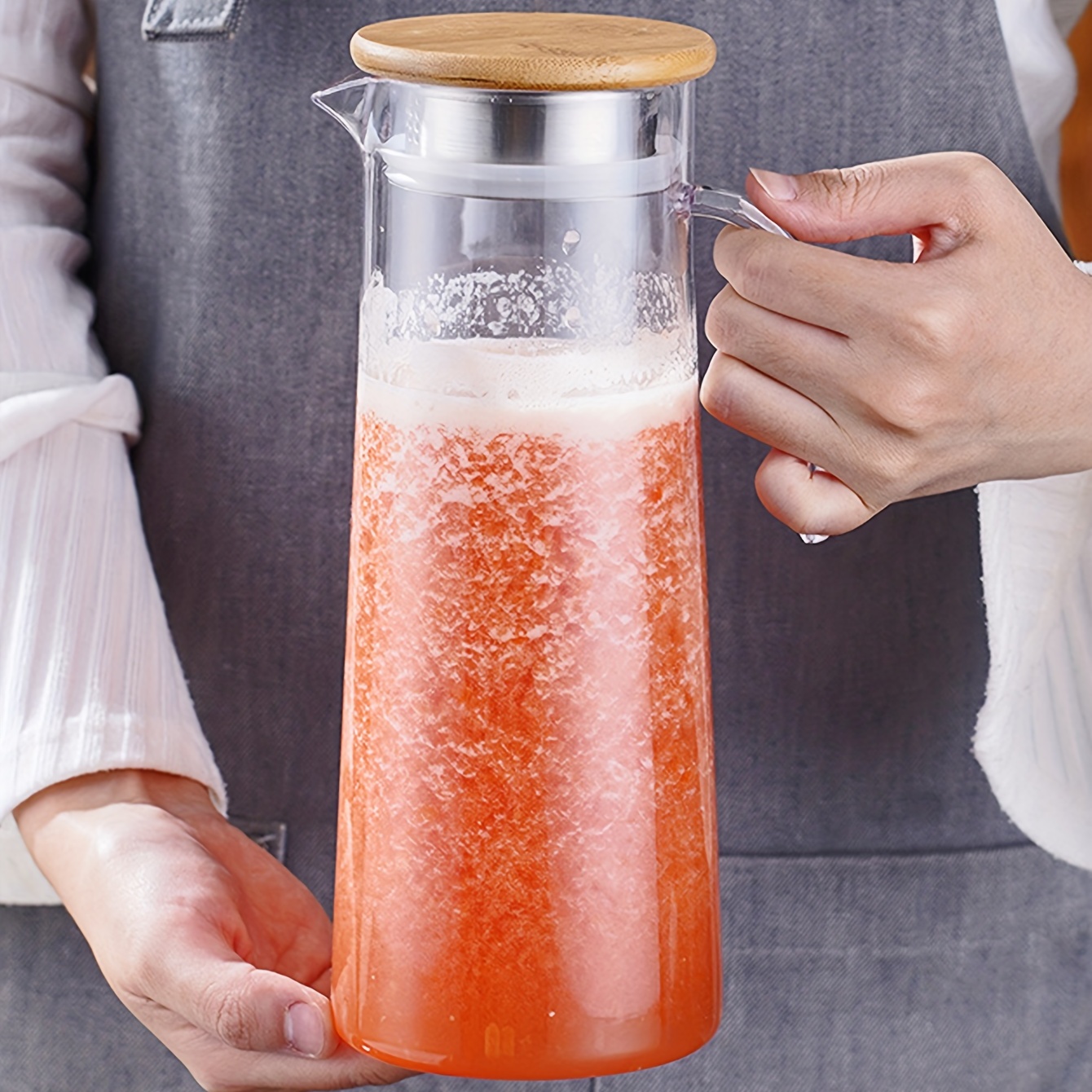 Glass Water Jug With Wooden Lid