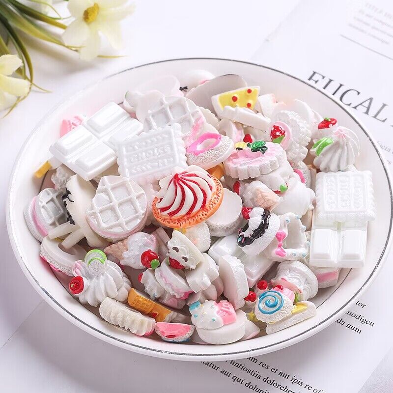 50pcs Mixed 3d Cute Charms For Acrylic Nail Ice Cream Candy Nail