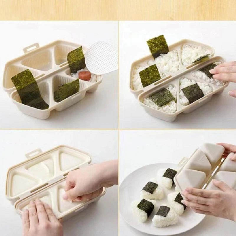 luzen 6pcs clear plastic sushi mold case box triangle rice ball mold maker  sushi diy kitchen