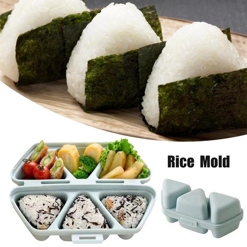 DIMVKA 2 Pack Onigiri Sushi Maker Mold Triangle Sushi Press (Large & Small), Non Stick Sushi Rice Making Kit with 1 Pack Small Rice Paddle